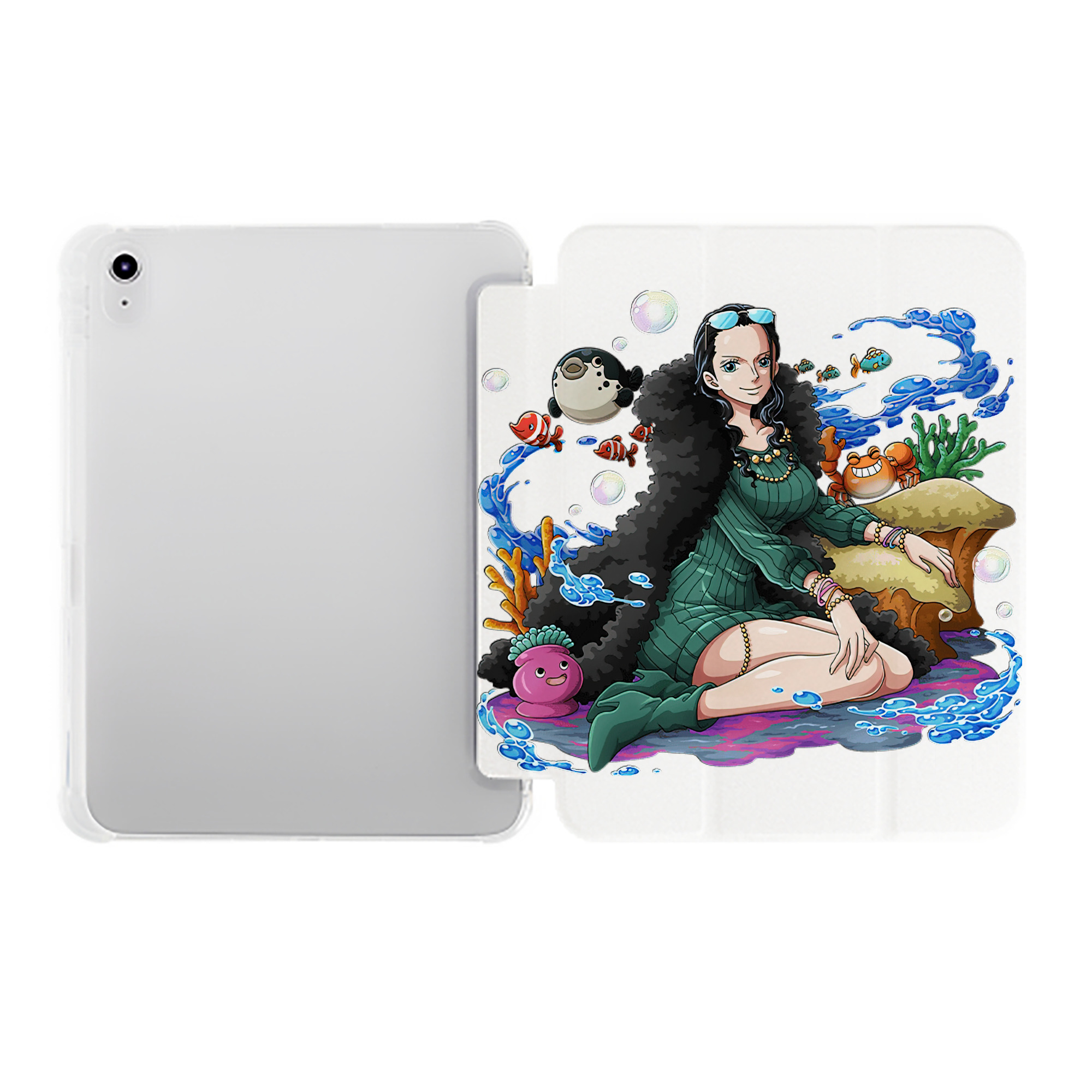 （画像用） ワンピース ニコ・ロビン ONE PIECE Nico Robin IPad ケース ペン収納付き 三つ折りスタンド PUレザー×シリコン 対応機種9.5/10.5/10.9インチ